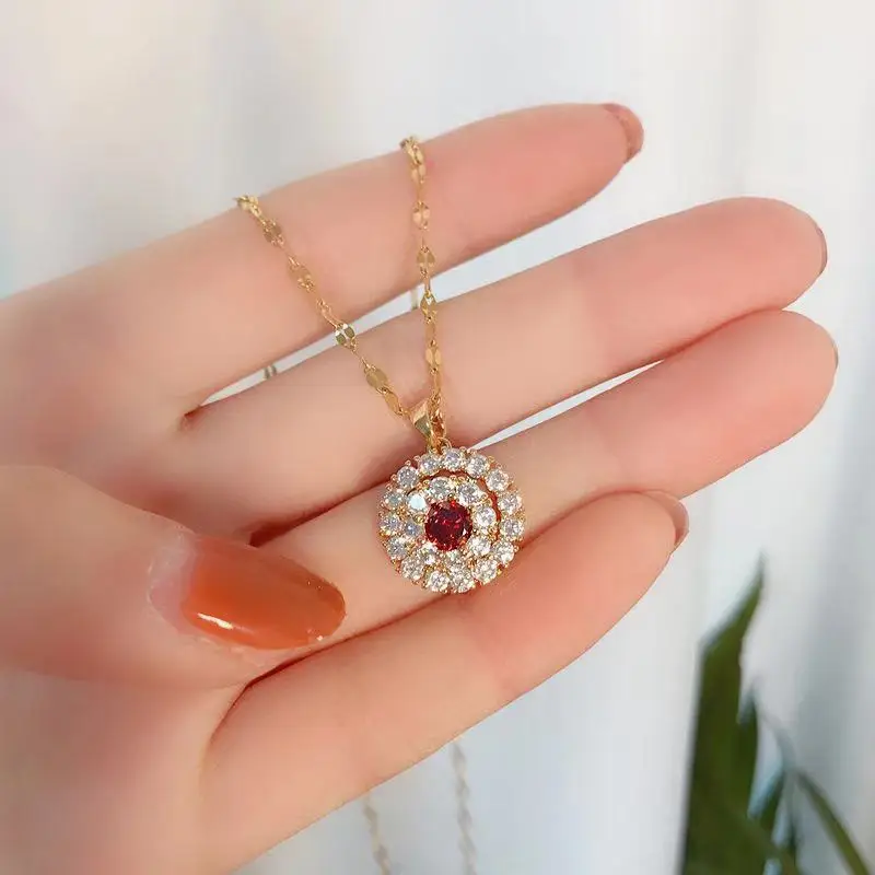 HOYON 18K Gold Color One Eye Necklace Women\'s Jewelry Diamond Style Bijoux Femme Collares Natural Gemstone Pendant With Necklace
