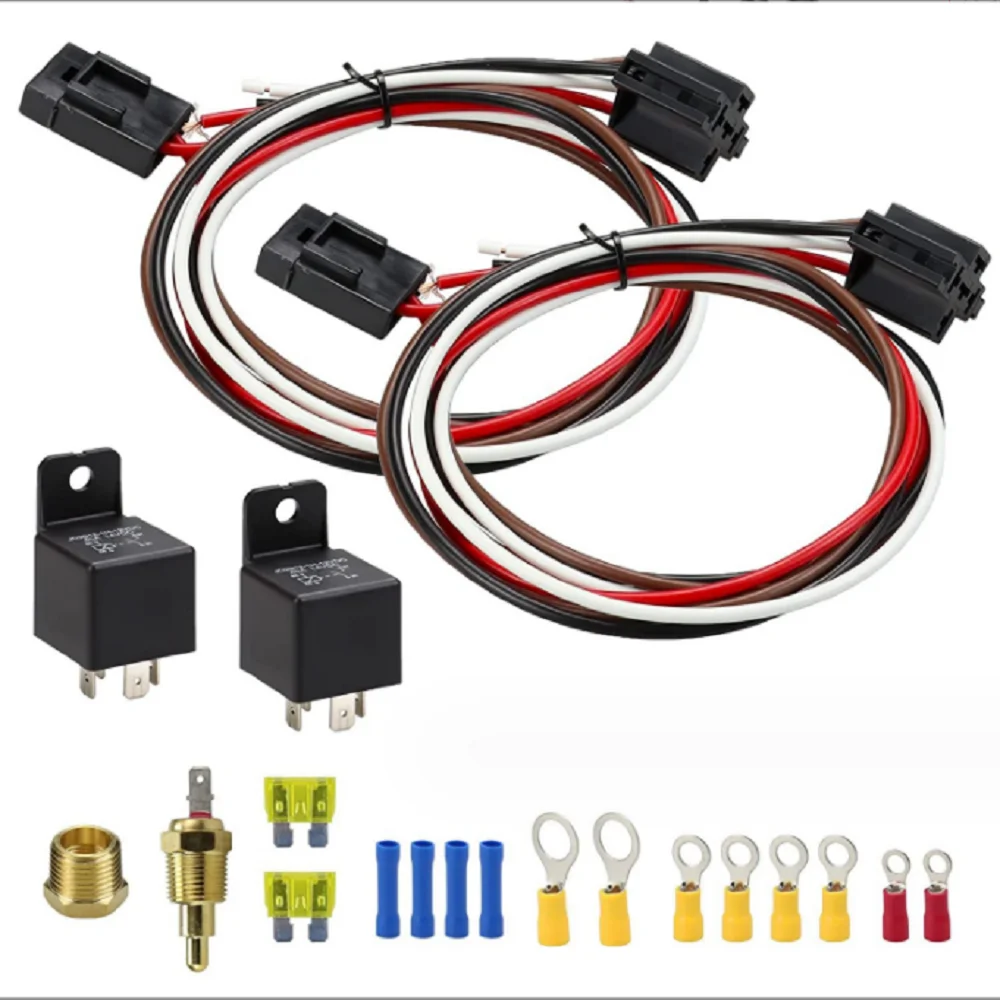 Dual Electric Fan Wiring Kit Dual Electric Fan Relay Kit 185 On 175 Off 4 Pin 40 AMP Waterproof Relay