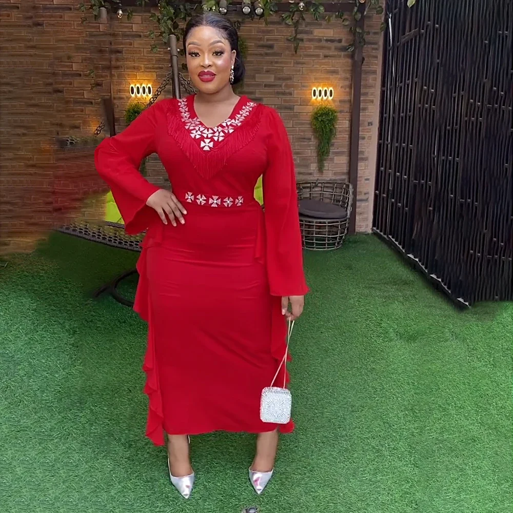 

Plus Size African Party Long Dresses for Women Dashiki Ankara Africa Clothing 2024 New Turkey Robes Muslim Kaftan Evening Gown