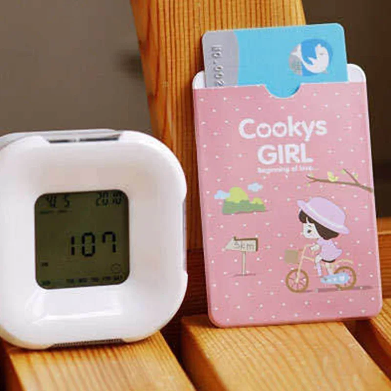 2PCS Women Men Business Credit Card Holder ID Card Holders Case Pouch PVC Cartoon Cute Travel Card Holder Cover Wallet Simple 4
