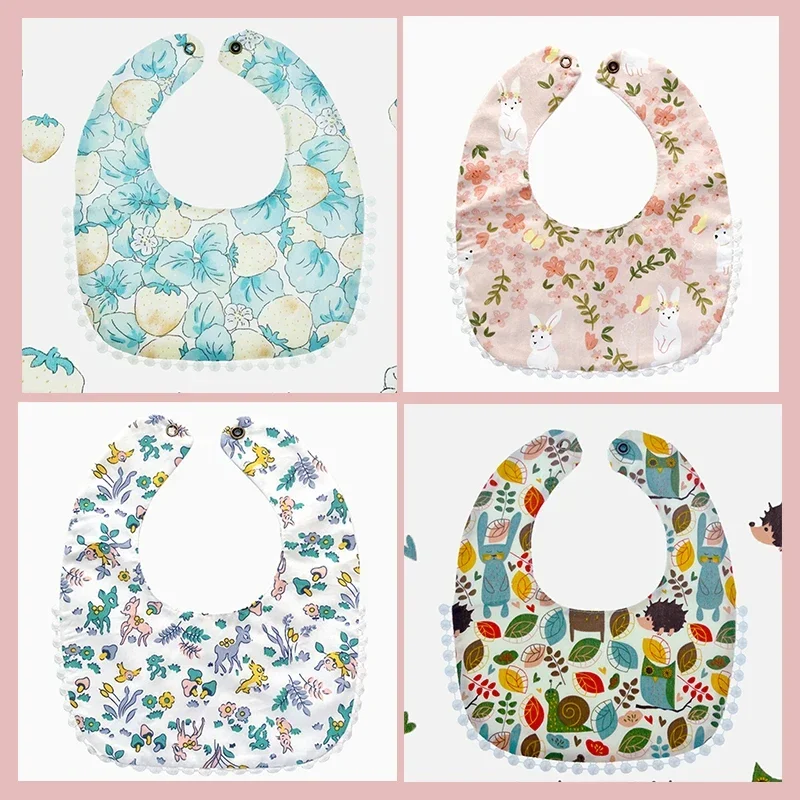 Baby Personalised Name Initial  Flower Bib Toddler Infant Cotton Bibs Boy's Girl's Customised Bib Feeding Saliva Towel Stuff