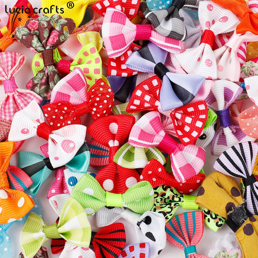 3.5-5cm 10pcs Mixed Colors Polka Dot Organza Bows Girls Boutique Mini Hair Bow Headwear DIY Garment Craft I0147