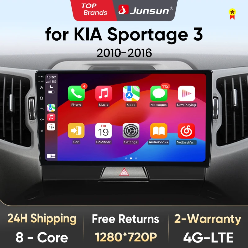 Junsun V1 2G + 32G Android 10 DSP autoradio multimédia lecteur vidéo Navigation GPS 2 din pour KIA Sportage pas de dvd