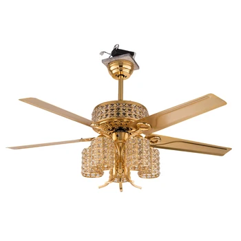52" LED Luxury Crystal Ceiling Fan Light Chandelier Pendant Lamp 3 Speed Remote 1