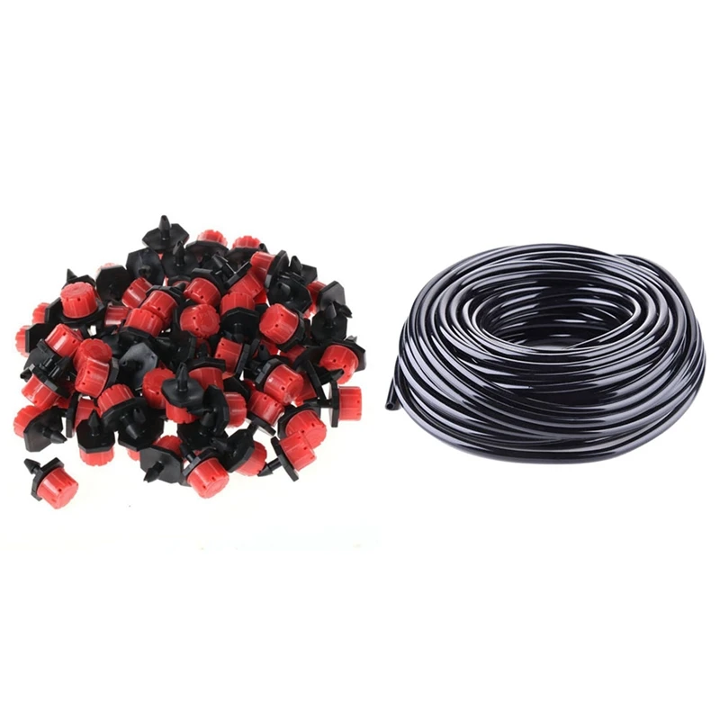 

200 Pcs Adjustable Irrigation Sprinkler Drip Irrigation System & 1 Roll 50M 4/7Mm Hose Drip Garden Irrigation System