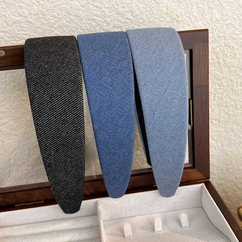 Denim Hairbands Korean Style Solid Color Headbands for Women Wide Hair Hoop Headband Girls Hair Accessories Headwear Headdress