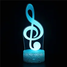 

3d Illusion Lamp Music Notes Night Light Led Touch Remote Table Lamp Colorful for Room Home Decor Gifts Valentine's Day Present