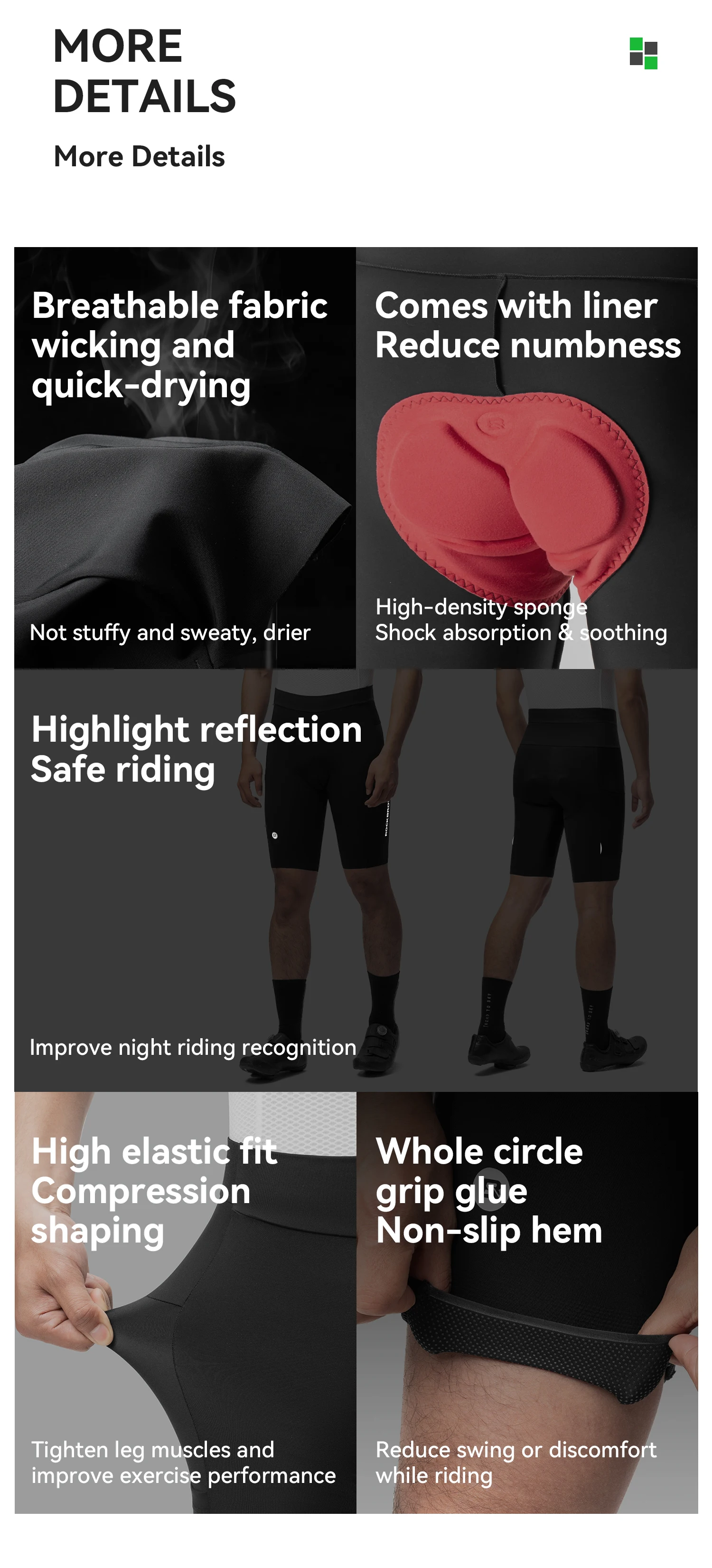 ROCKBROS Radhose, atmungsaktiv, Fahrradhose, Unterwäsche, leicht, Sommer, 5–6 Stunden Reiten, Sport, Radfahren, Trägershorts – Detail 9