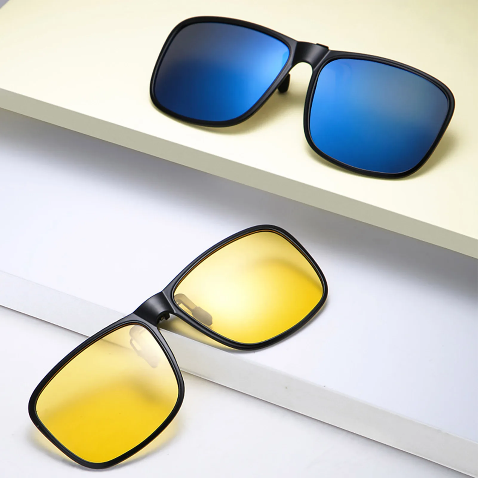 Polarisierte Sonnenbrille zum Aufstecken zum Fahren mit Nachtsicht, hochklappbares Design, bequeme Nasenpads, leichter Rahmen