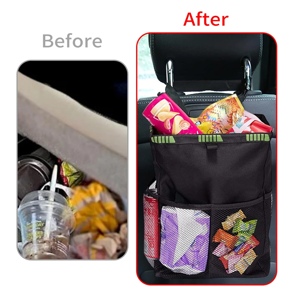 Car Trash Can 13L Large Capacity Leak Proof Waterproof Garbage Bag Collapsible Hanging Trash Bin For Car SUV and Truck Seat Back