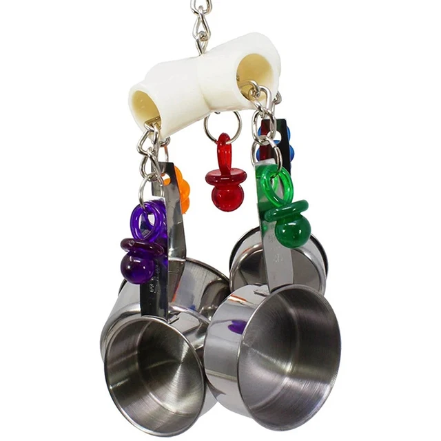 Stainless Steel 4 Pots String Parrot Chewing Toys The Great Big Store