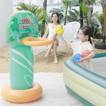 Multifunctional Water Basketball Stand Inflatable Floating Basketball Hoop With Basketball Swimming Pool Game Toys For Kids 3