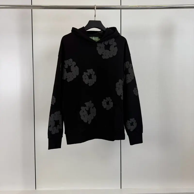 +Denim Tearsコットンジャージーフーディー ダメージ加工ロゴ入 DENIM TEARS