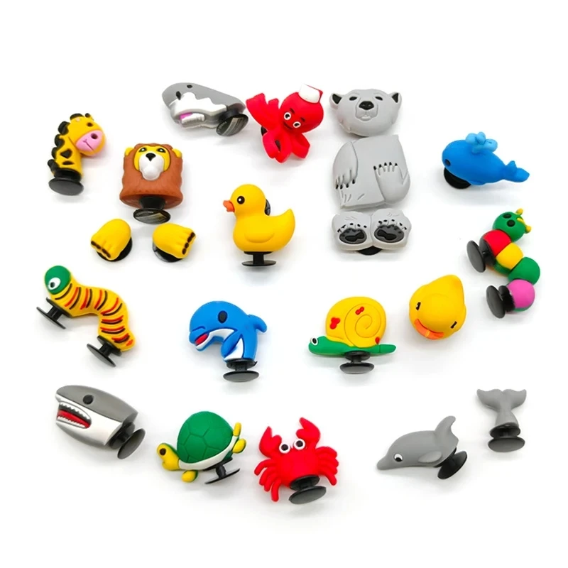 Shoe Charms 1PCS Kawaii Frogs Bees 3D Cute Dinosaur Duck Bunny Croc Jeans Shoe Decoration Kids Gift Garden Sandal Accessories