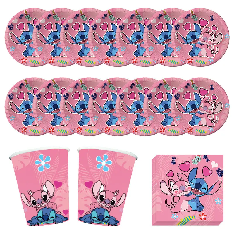 Birthday Party Supplies Tableware Set Disney Stitch Theme Balloon for Kids Party Backdrop Baby Shower Gift