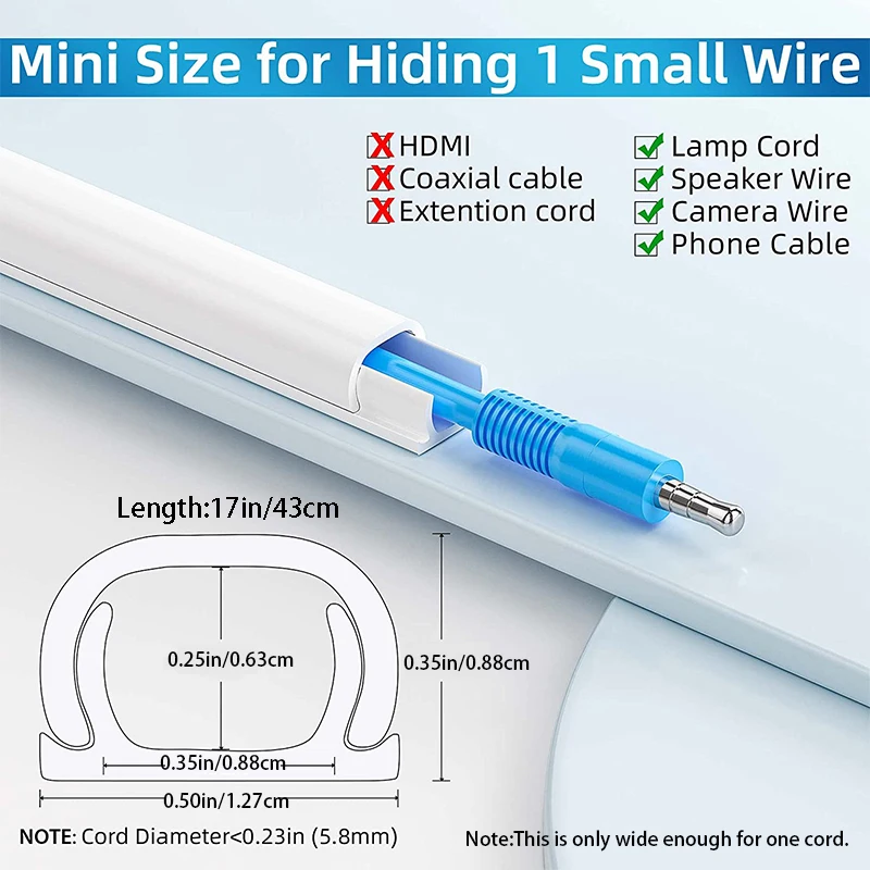 5pcs 85in Mini Cord Cover Wall Single line pipe PVC wiring duct Wire Cover Hiding Speaker Wire Paintable Wire Channel tv cord cover