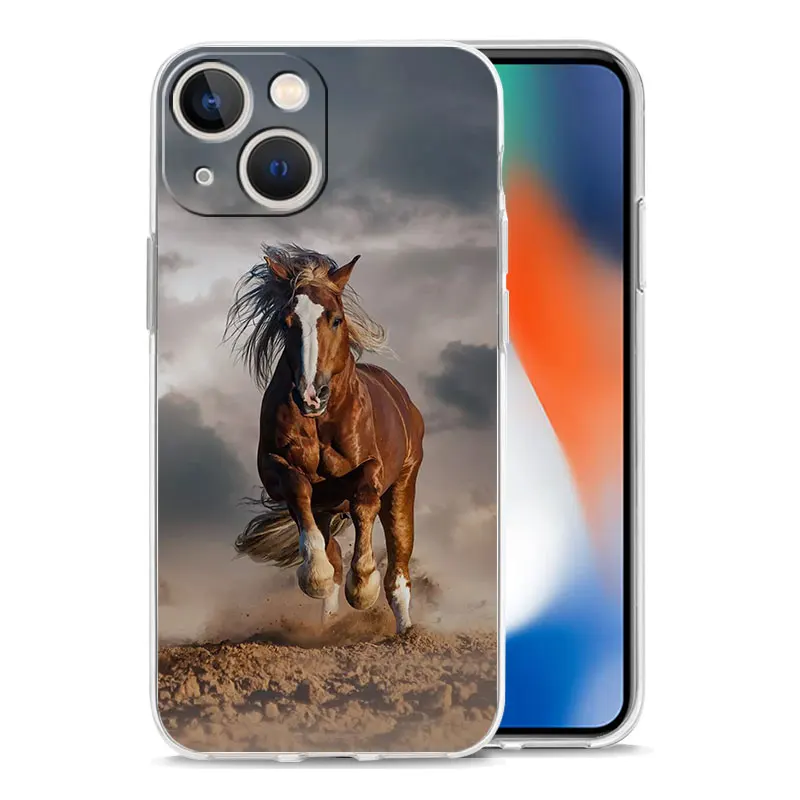 Elegant Horse Design Clear Phone Case Cover