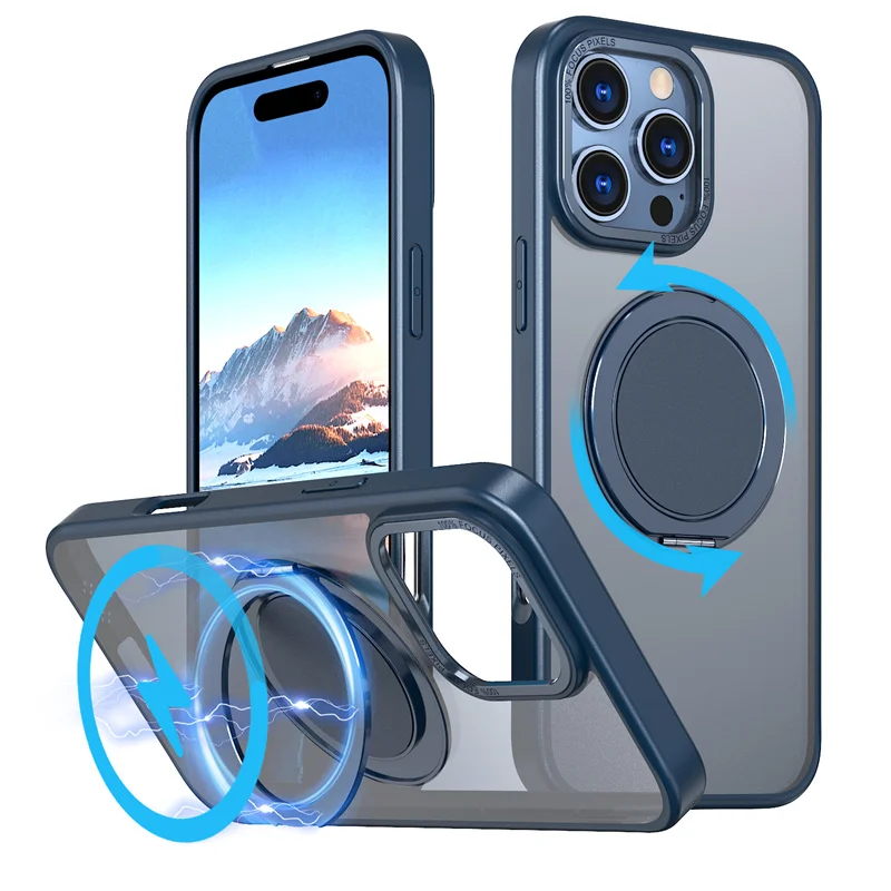 Magnetic Shockproof Phone Case with Rotating Bracket and Enhanced Protection