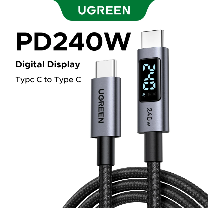 UGREEN USB-Cケーブル 240W デジタルディスプレイ搭載 PD3.1 Type-Cコード ノートパソコン MacBook iPhone 17 Samsung S25 Xiaomi対応 急速充電器