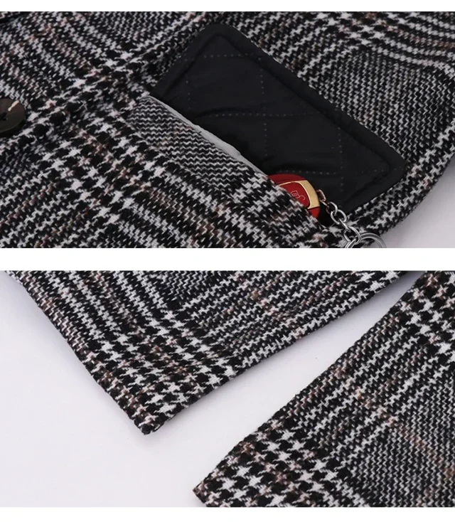 Girls' Plaid Woolen Winter Coat 6