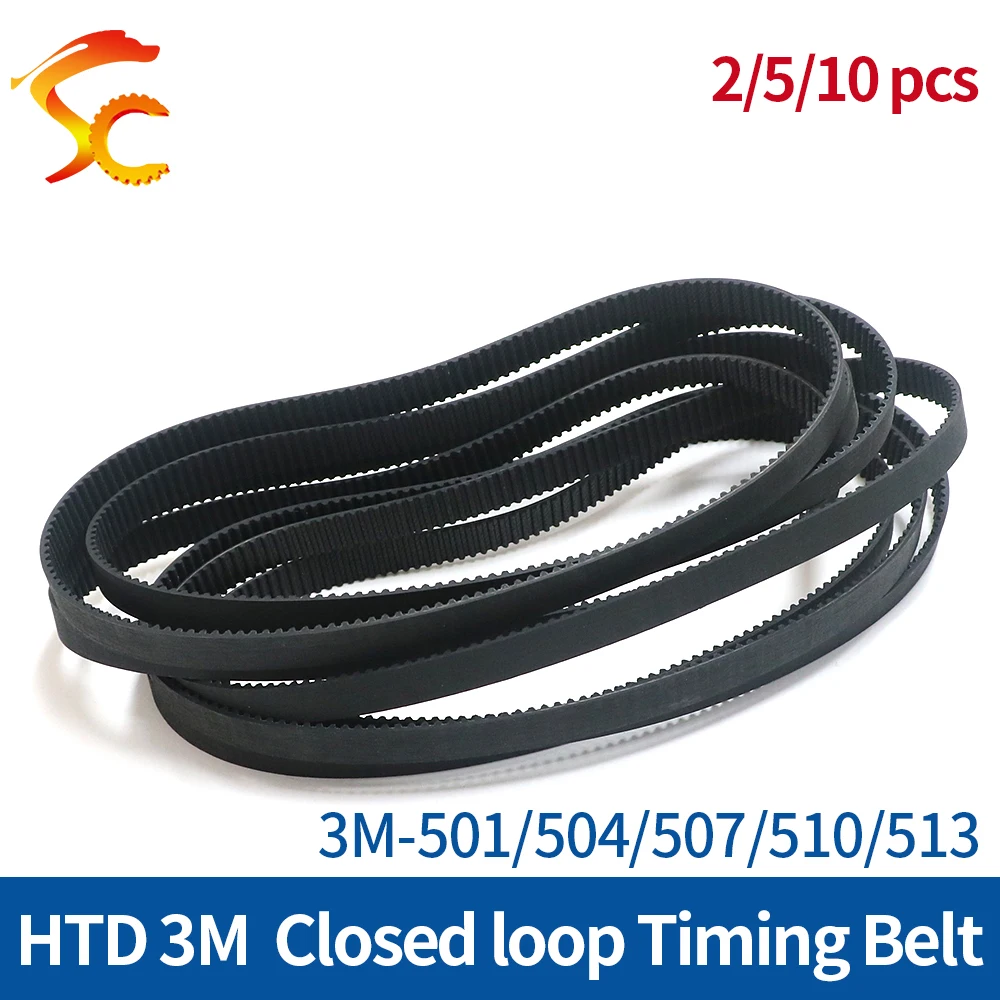 

3D printers HTD3M Timing Belt length 501/504/507/510/513mm closed loop rubber Belt width 6/10/15mm Free Shipping