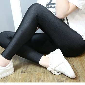 Women Shiny Black Legging Autumn Ladies Push Up Slim Leggings High Waist Stretchy Soft Large Size Women Leggings 1