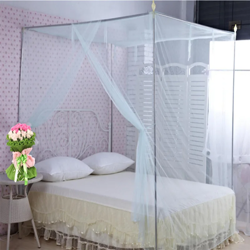New Double Bed Lace Bed Mosquito Insect Netting Mesh Canopy Princess Full Size Bedding Net Polyester White Pink Blue Purple