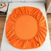 orange Yellow solid color Fitted bed sheet mattress Round elasticity cover,bed linen,sabana (no pillowcase) 90/120/150/180 2
