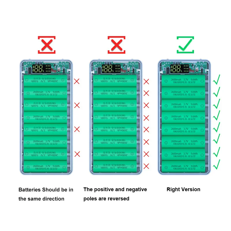 Quick Charge 18650 Power Bank Case Battery Shell Dual USB Fast PD Charger 18650 Battery Storage Box For Iphone Xiaomi Huawei