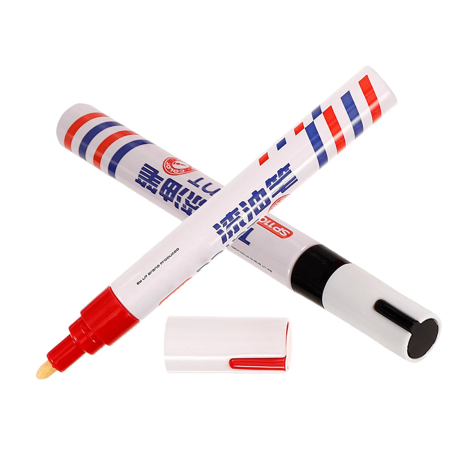 2Pcs 기념물 쓰기 수리 펜 키트 태블릿 비문 터치업 마커 방수 오일 기반 밝은 빨간색 검정색 퇴색 방지