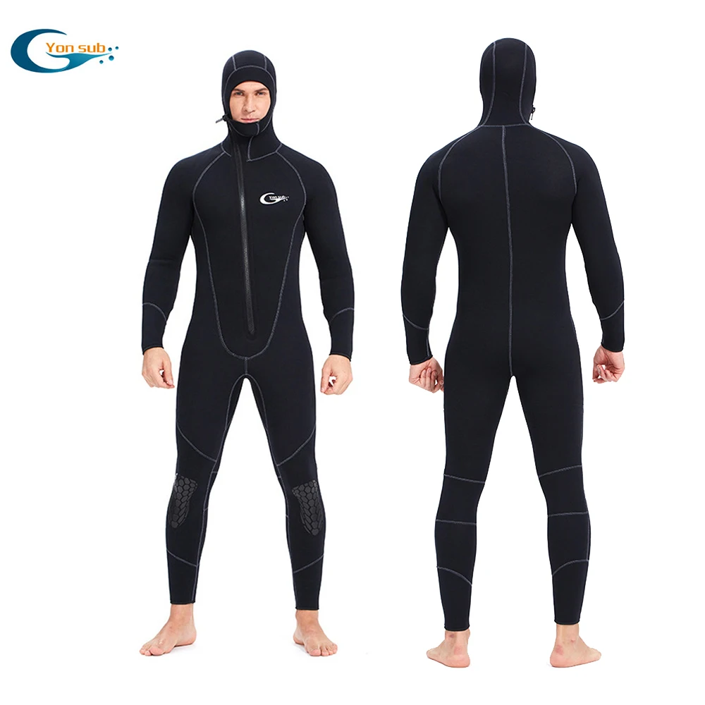 MenWomens7mmNeopreneWetsuitWarmFrontZipperHoodedOnePiece