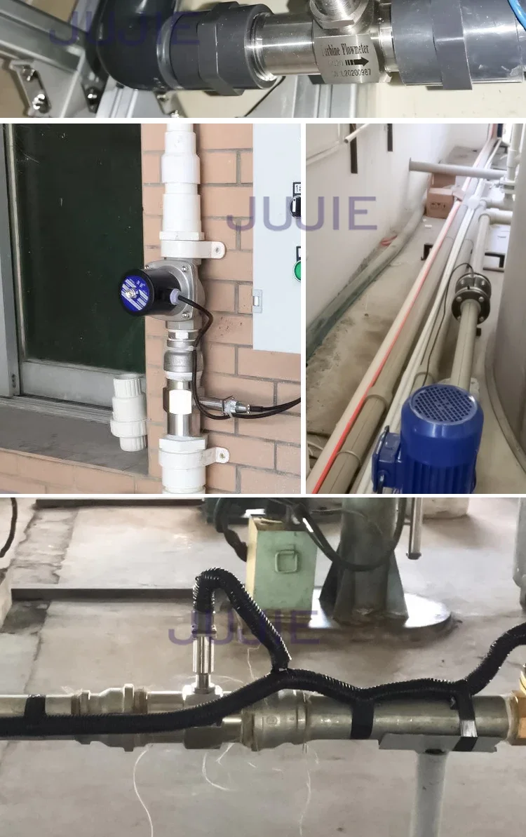 1 2 in 150℃ Turbine Flow Meter Clamp Connection Pulse Signal 24V Oil Water Diese