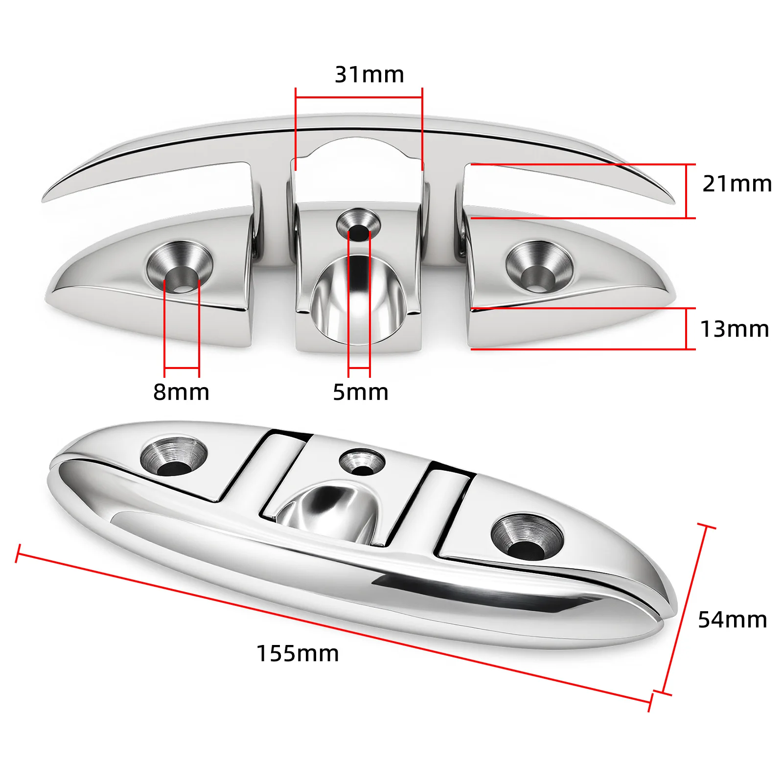 Marineklasse Klappbare Bootsankerklampe 5 Zoll 6 Zoll 316 Edelstahl Ankerklampe für Dock und Deck, Seilankerklampe, Bootsteile – Detail 3