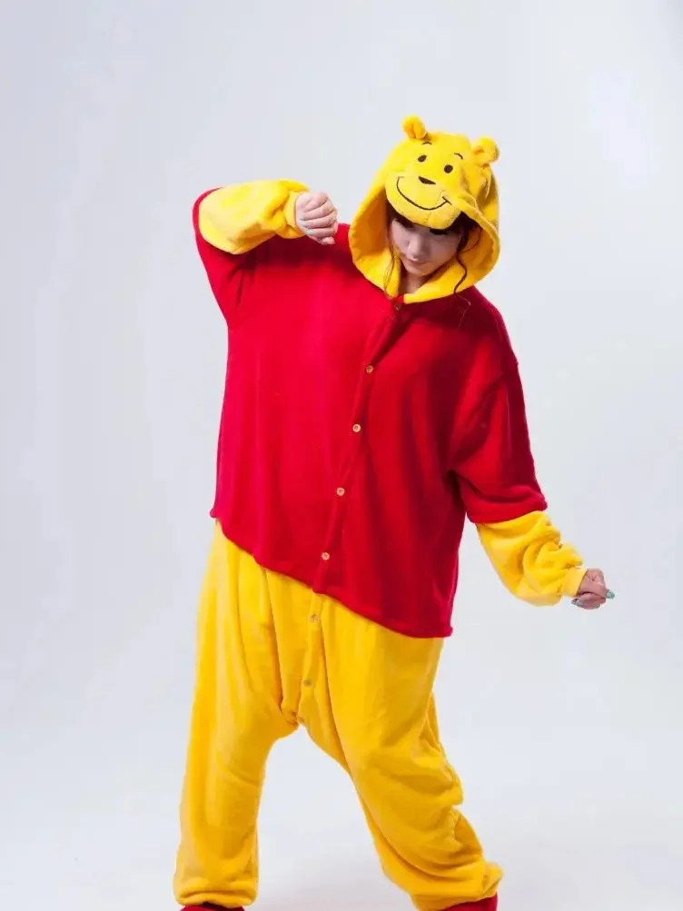MINISO Kigurumi Winnie Bear Onesies Pajamas Cartoon Costume Winnie the Pooh Cosplay Pyjamas Party Dress Pijamas cosplay costumes children pajamas kigurumi pajamas