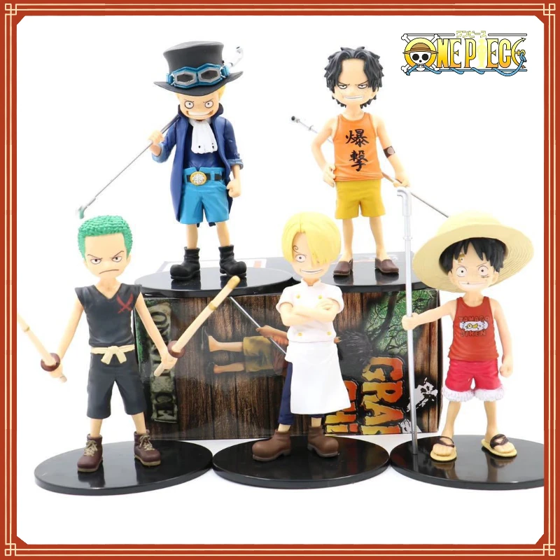 

14cm One Piece Luffy Sabo Sauron Sanji Animation Peripheral Hand-made Toys PVC Model Decoration Office Decoration Christmas Gift