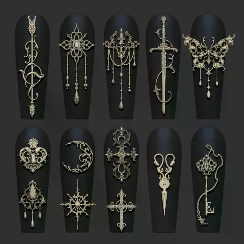 3D Silicone Nail Art Mold Relief Bow Strawberry Baroque Pattern Manicure Templates Plates for DIY Nail Design Tools Accessories