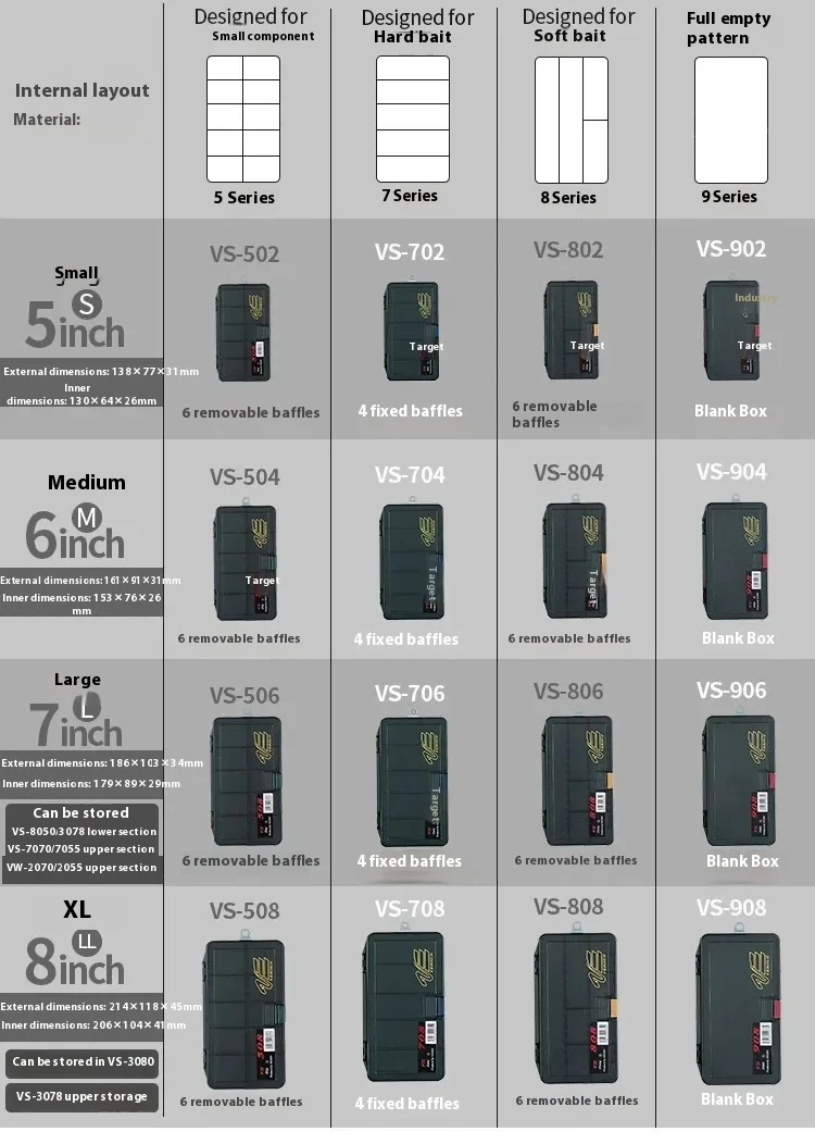 Fishing Lure Japan MEIHO VS702 VS802 VS502 VS902 Accessory Box Storage Fishing Gear Storage Bait Luya Case