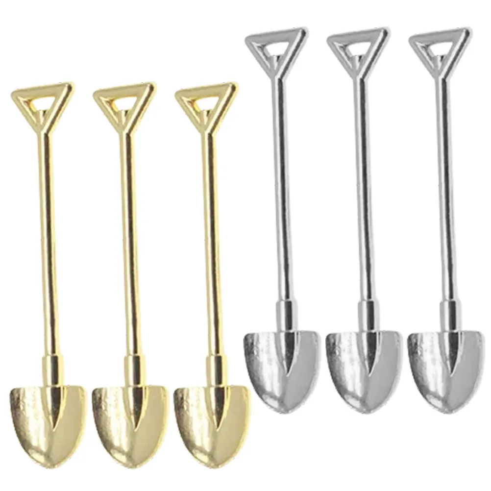 6Pcs 미니 삽 합금 마이크로 조경 삽 창의적인 미니 하우스 장식 작은 정원 도구 미니어처 원예