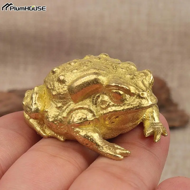 Lucky Rich Toads Frog Golden Toad Animal Solid Pure Copper Statue Animal Mascot Decorative Home Carving Decorative Car Decor