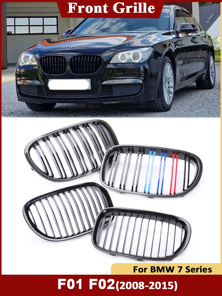 

Chrome Black Grille Front Kidney Replacemet M Color Grill Facelift Racing Cover For BMW 7 Series F01 F02 2008-2015 730d 740d