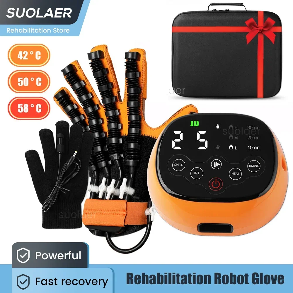 Heated Rehabilitation Robot Gloves Hemiplegia Stroke Physiotherapy Training Device Finger & Hand Function Workout Recovery Tool