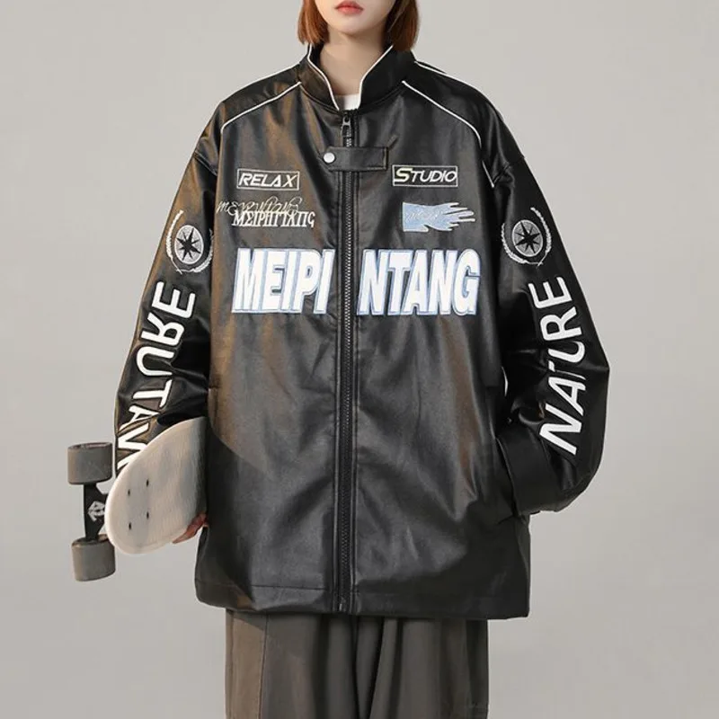 2023 Donne Racer Biker Bomber Giacche Y2K Nuovo In Capispalla Moda Coreana Pu Leather Zip Up Baseball Varsity Jacket Cappotto Femminile
