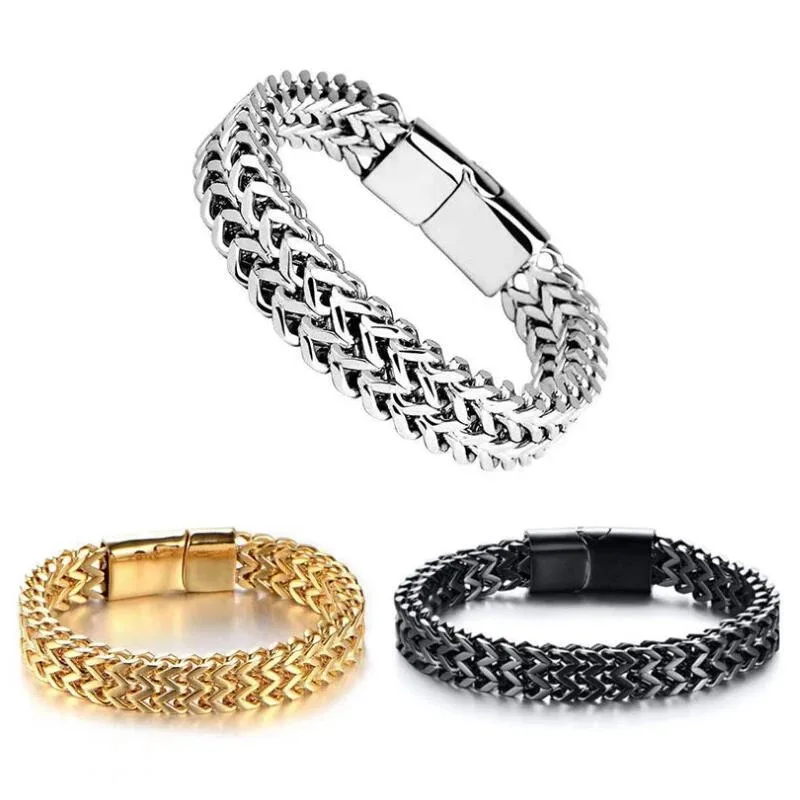 Chic and Masculine Double-layer Titanium Steel Bracelet for Streetwear Fashion Wholesale