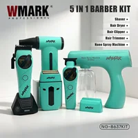 WMARK Tondeuse homme Professionnel Rasoir électrique homme Tondeuse à cheveux 5 en 1 Kit de coiffure professionnel Rasoir Sèche-cheveux et Flacon vaporisateur Réglable Tondeuse à cheveux pour hommes NG-8637 KIT 1