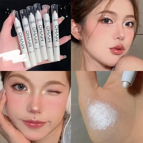 누에 글리터 하이라이터 펜슬, 오래 지속되는 브라이트닝, 눈 모서리 진주 광택, 화이트 아이섀도우 펜, 샤이니 아이 코스메틱 3
