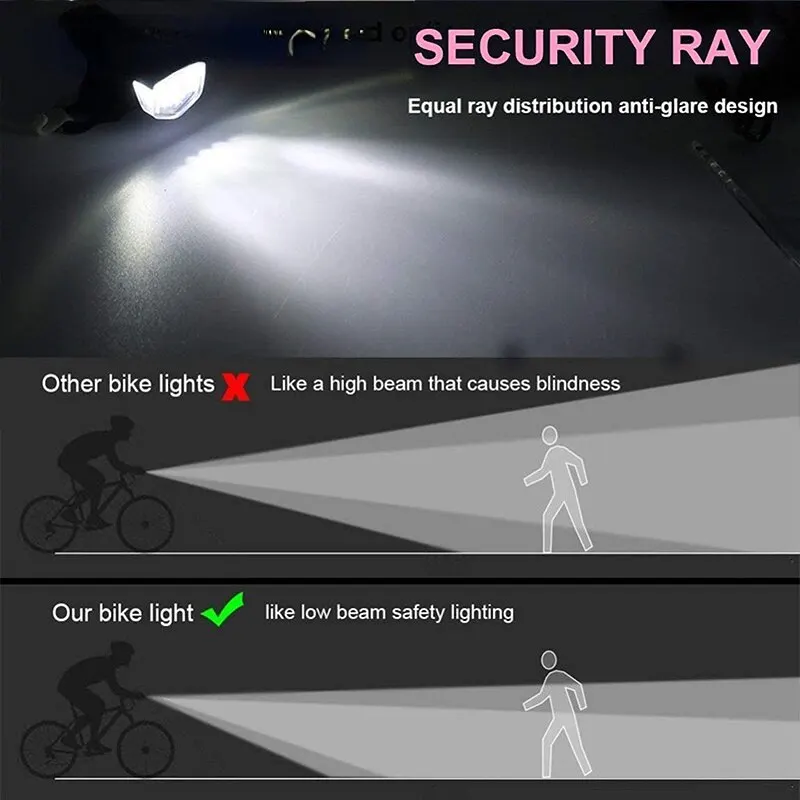Bike Lights MTB Front USB LED Rechargeable Waterproof Mountain Bike Headlight Bicycle Safety Warning Light Cycling Accessories