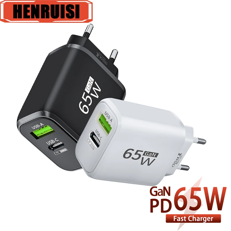 

PD 65W GaN Charger USB Type C Quick Charge 3.0 Fast Charging Mobile Phone Adapter For iPhone 15 14 Samsung Xiaomi Huawei Macbook