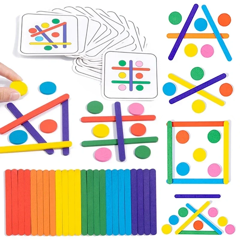 Montessori Rainbow Sticks Early Education Children's Puzzle Matching Counting Sticks Math Teaching AIDS Wooden Toys 2