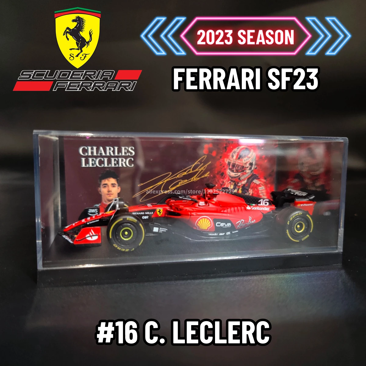 Bburago 1:43 F1 2023 Ferrari SF23 Car Model Miniature with Siganture Showcase Scale Formula 1 Diecast Replica Xmas Gift Boy Toy bburago 1 43 f1 2023 scuderia ferrari sf23 replica car model with showcase formula 1 racing diecast miniature xmas gift toy