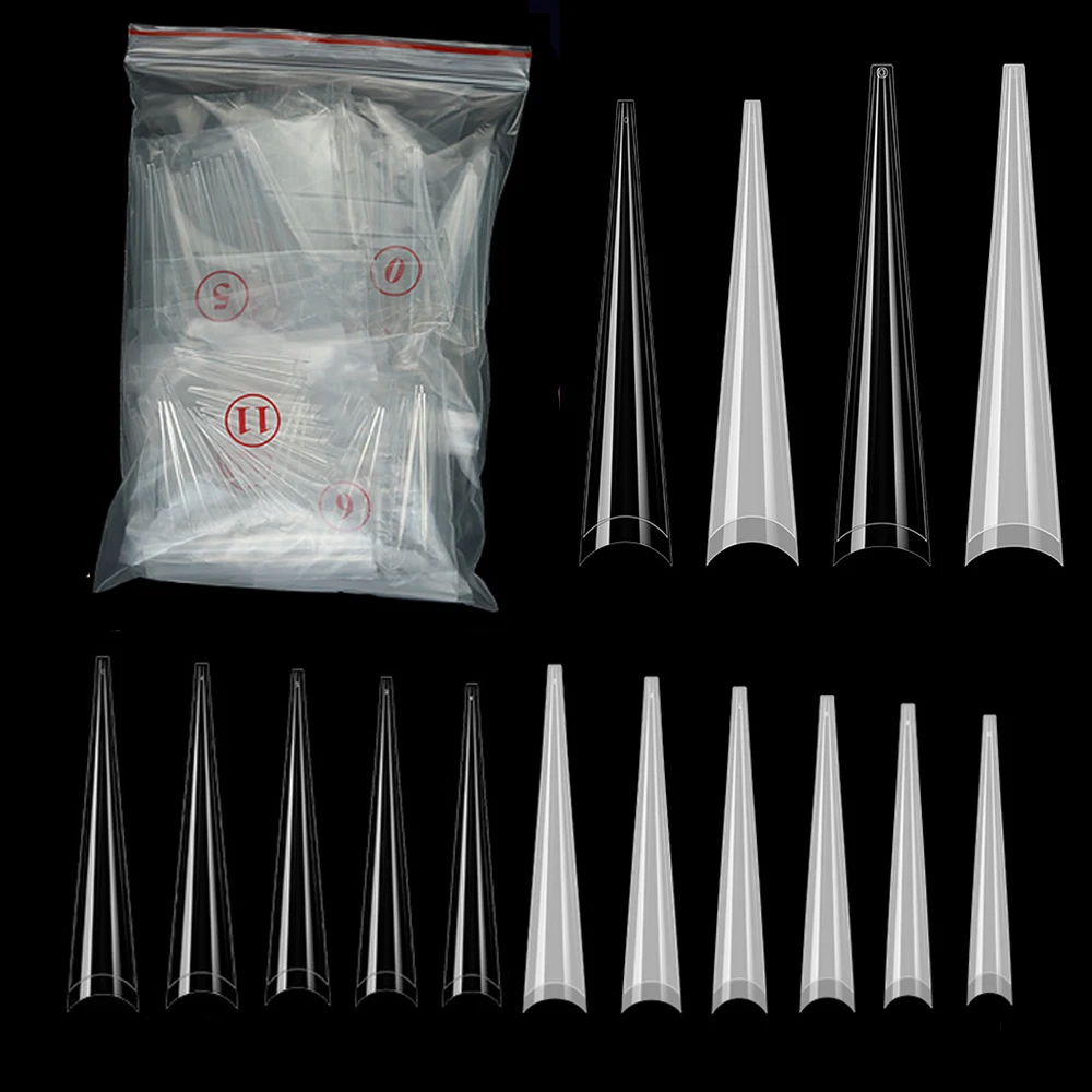 300Pcs XXXL Extra Long Sharp Stiletto False Nail Tips Half Cover Artificial Pointed Nail Tip
